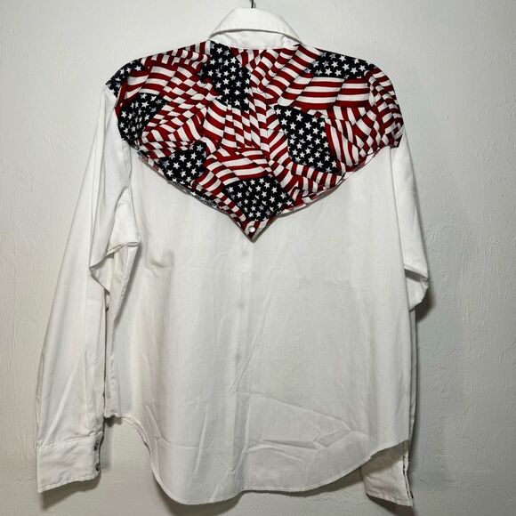 Vintage H Bar C California Ranchwear American Flag Pearl Snap - Picture 3 of 12